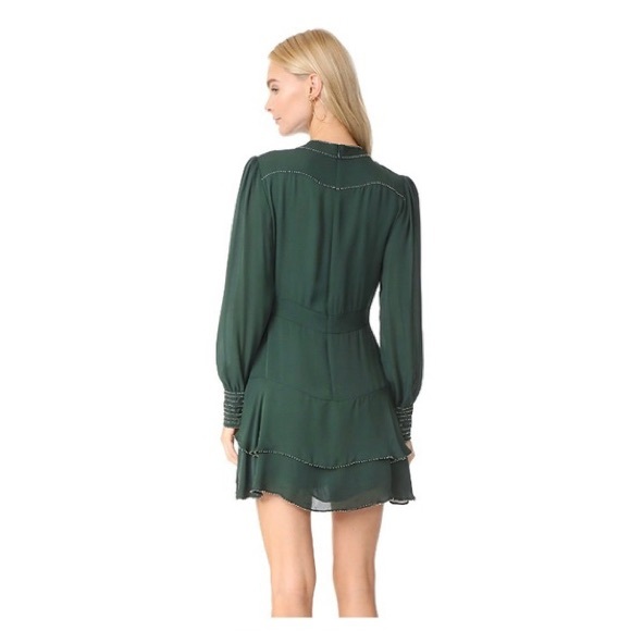 Parker NY Chrissy Beaded Silk Mini Dress In Alphine Forrest Green - Picture 2 of 13